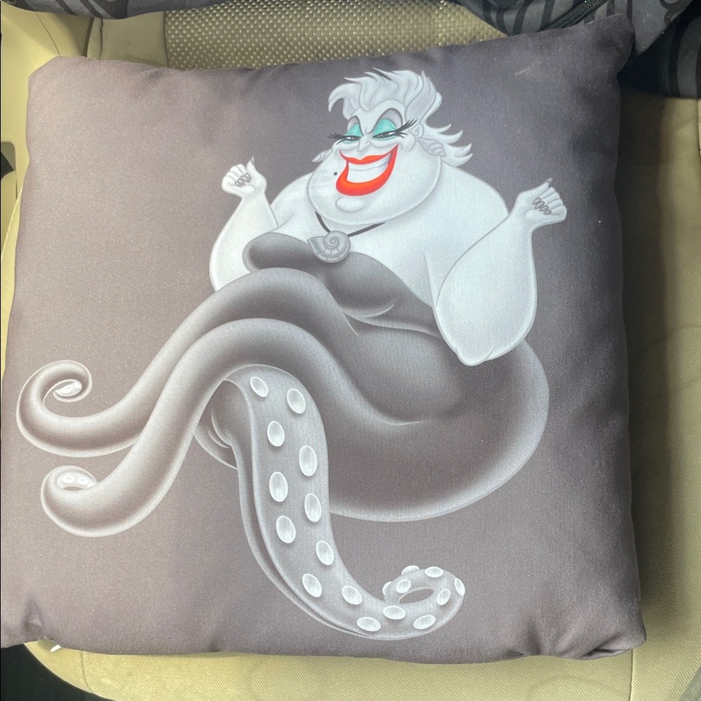 Disney Black and Gray Ursula Little Mermaid Animated Decorative Pillow